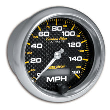 Load image into Gallery viewer, AutoMeter 4789 GAUGE, SPEEDOMETER, 3 3/8", 160MPH, ELEC. PROGRAMMABLE, CARBON FIBER