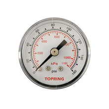 Load image into Gallery viewer, Topring 55.120 1 1/2 In. Steel Dry Vacuum Gauge 0 to 160 PSI