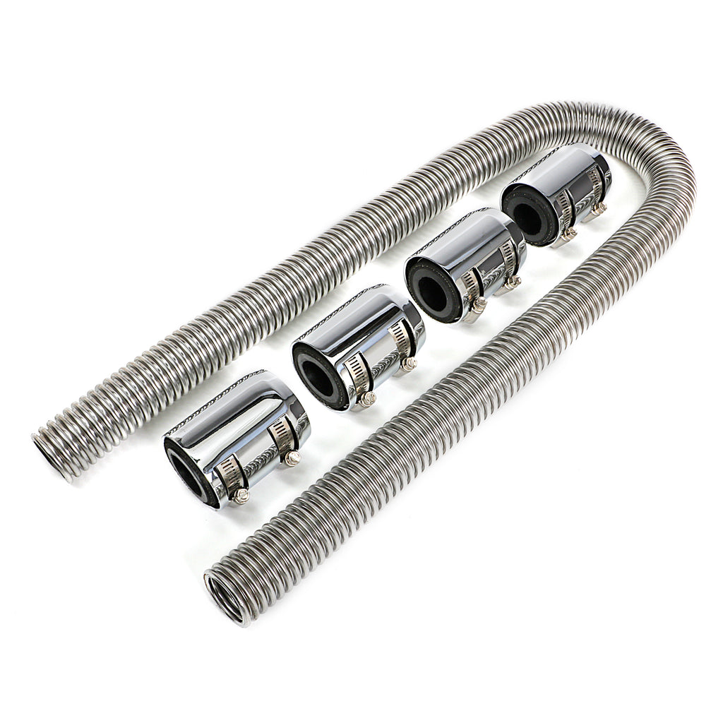 48-In.-Stainless-Steel-Radiator-Hose-Kit-Chromed-Aluminum-Ends