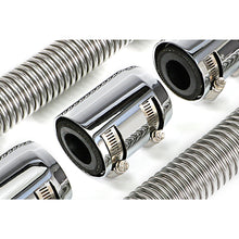 Load image into Gallery viewer, 48-In.-Stainless-Steel-Radiator-Hose-Kit-Chromed-Aluminum-Ends