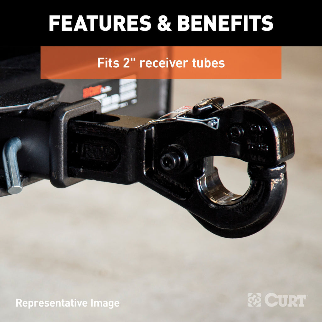 CURT 48004 Receiver-Mount Pintle Hook (2" Shank, 20,000 lbs., 2-1/2" Lunette Rings)