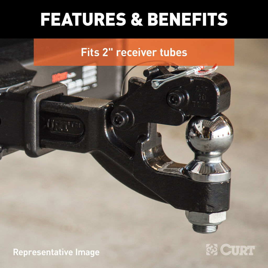 CURT 48006 Receiver-Mount Ball & Pintle Hitch (2" Shank, 2-5/16" Ball, 12,000 lbs.)