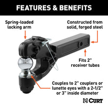 Load image into Gallery viewer, CURT 48007 Receiver-Mount Ball &amp; Pintle Hitch (2" Shank, 2" Ball, 10,000 lbs.)