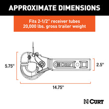 Load image into Gallery viewer, CURT 48010 Receiver-Mount Pintle Hook (2-1/2" Shank, 20,000 lbs., 2-1/2" Lunette Rings)