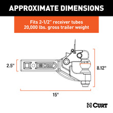 Load image into Gallery viewer, CURT 48012 Receiver-Mount Ball &amp; Pintle Hitch (2-1/2" Shank, 2-5/16" Ball, 20,000 lbs.)