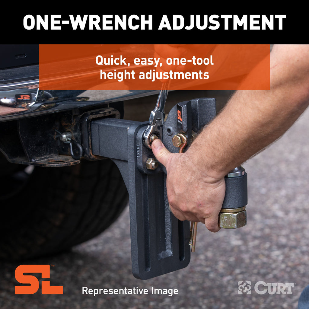 CURT 48016 SecureLatch Adjustable Pintle Mount (2-1/2" Shank, 20,000 lbs.)