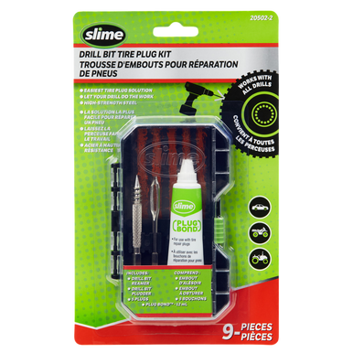 Slime 20502-2 Drill Bit Tire Plug Kit, 9 Pc Kit