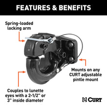 Load image into Gallery viewer, CURT 48210 Pintle Hook (20,000 lbs., 2-1/2" or 3" Lunette Rings)