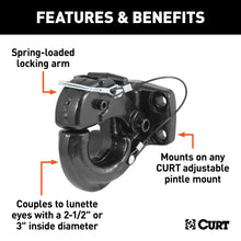 Load image into Gallery viewer, CURT 48215 Pintle Hook (30,000 lbs., 2-1/2" or 3" Lunette Rings)