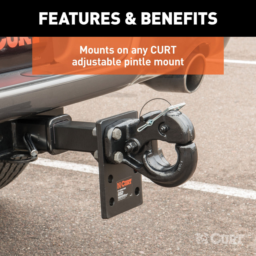 CURT 48215 Pintle Hook (30,000 lbs., 2-1/2" or 3" Lunette Rings)