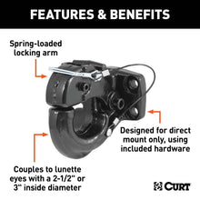 Load image into Gallery viewer, CURT 48231 Pintle Hook (60,000 lbs., 2-1/2" or 3" Lunette Rings)