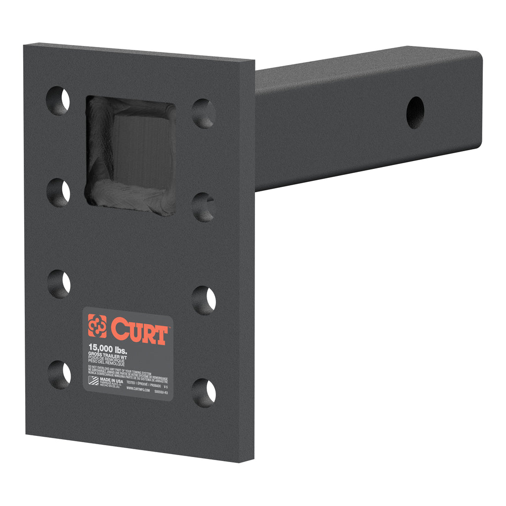 CURT 48325 Adjustable Pintle Mount (2" Shank, 15,000 lbs., 7" High, 8" Long)