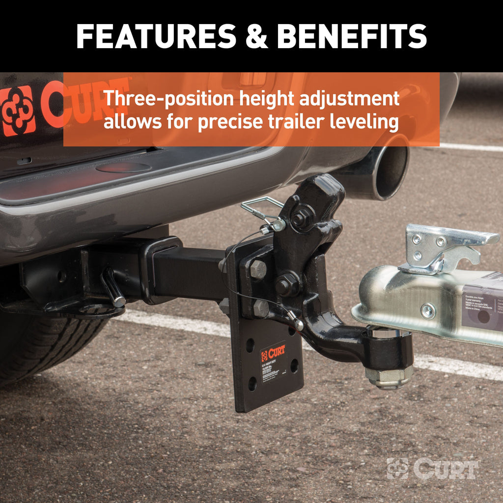 CURT 48325 Adjustable Pintle Mount (2" Shank, 15,000 lbs., 7" High, 8" Long)