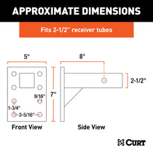 Load image into Gallery viewer, CURT 48329 Adjustable Pintle Mount (2-1/2" Shank, 18,000 lbs., 7" High, 8" Long)
