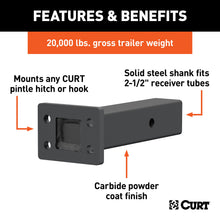 Load image into Gallery viewer, CURT 48340 Pintle Mount (2-1/2" Shank, 20,000 lbs., 8" Long)
