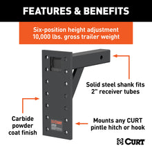 Load image into Gallery viewer, CURT 48341 Adjustable Pintle Mount (2" Shank, 10,000 lbs., 13" High, 10" Long)