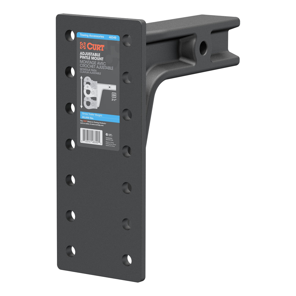 CURT 48349 Adjustable Pintle Mount (2-1/2" Shank, 20,000 lbs., 12-1/2" High, 10-3/4" Long)