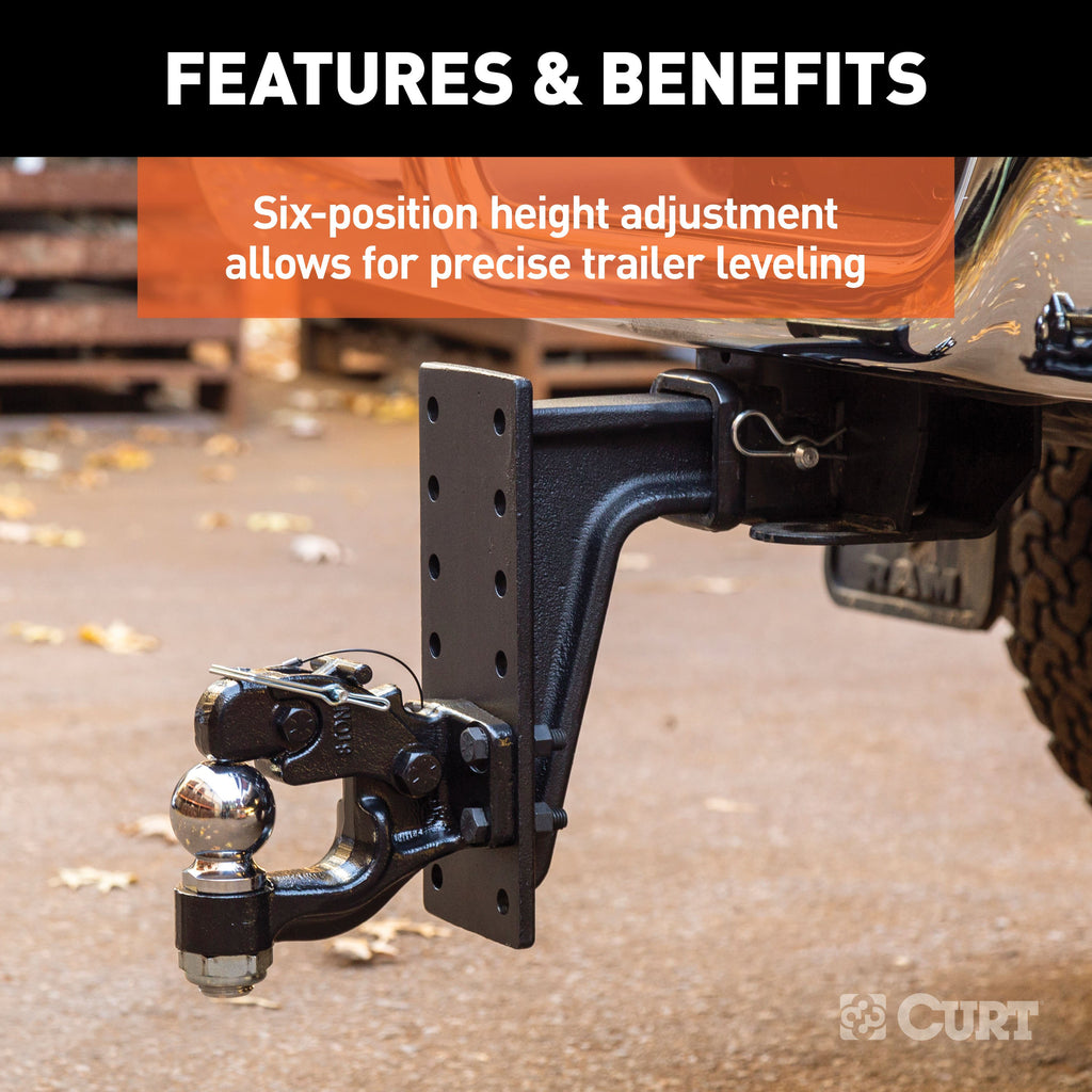 CURT 48349 Adjustable Pintle Mount (2-1/2" Shank, 20,000 lbs., 12-1/2" High, 10-3/4" Long)