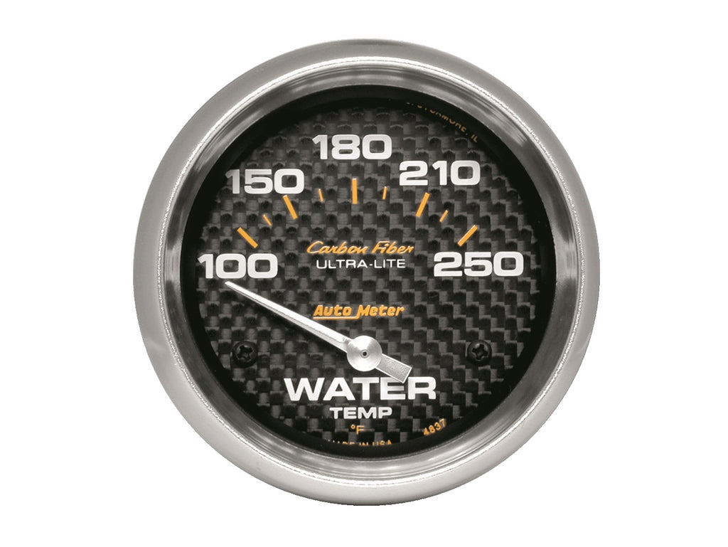 AutoMeter 4837 GAUGE, WATER TEMP, 2 5/8", 100-250?F, ELECTRIC, CARBON FIBER