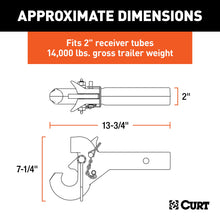 Load image into Gallery viewer, CURT 48405 SecureLatch Receiver-Mount Pintle Hook (2" Shank, 14K, 2-1/2" or 3" Lunette)