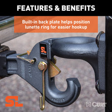 Load image into Gallery viewer, CURT 48405 SecureLatch Receiver-Mount Pintle Hook (2" Shank, 14K, 2-1/2" or 3" Lunette)