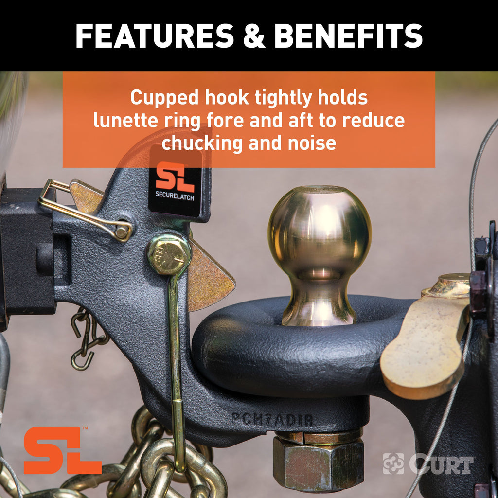 CURT 48406 SecureLatch Receiver-Mount Ball & Pintle Hitch (2" Shank, 2-5/16" Ball, 14K)