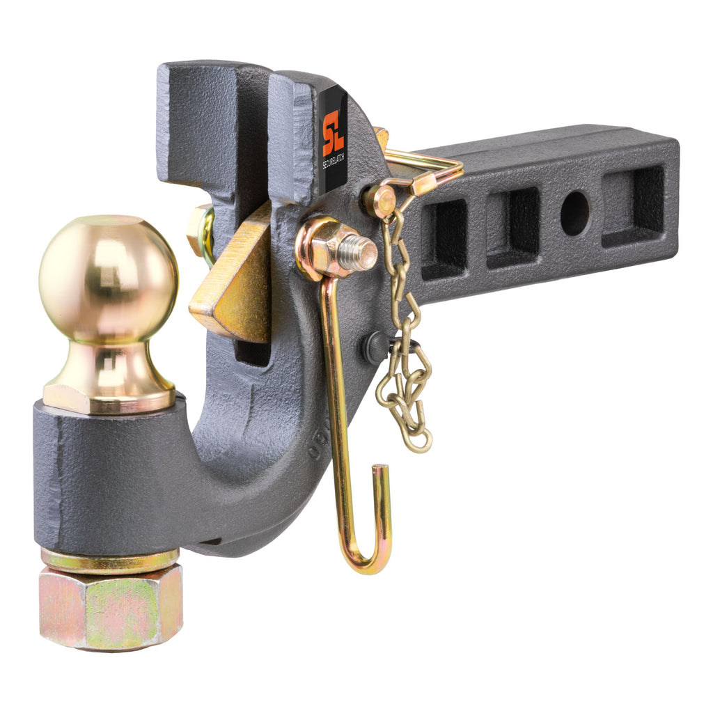 CURT 48407 SecureLatch Receiver-Mount Ball & Pintle Hitch (2" Shank, 2" Ball, 14K)
