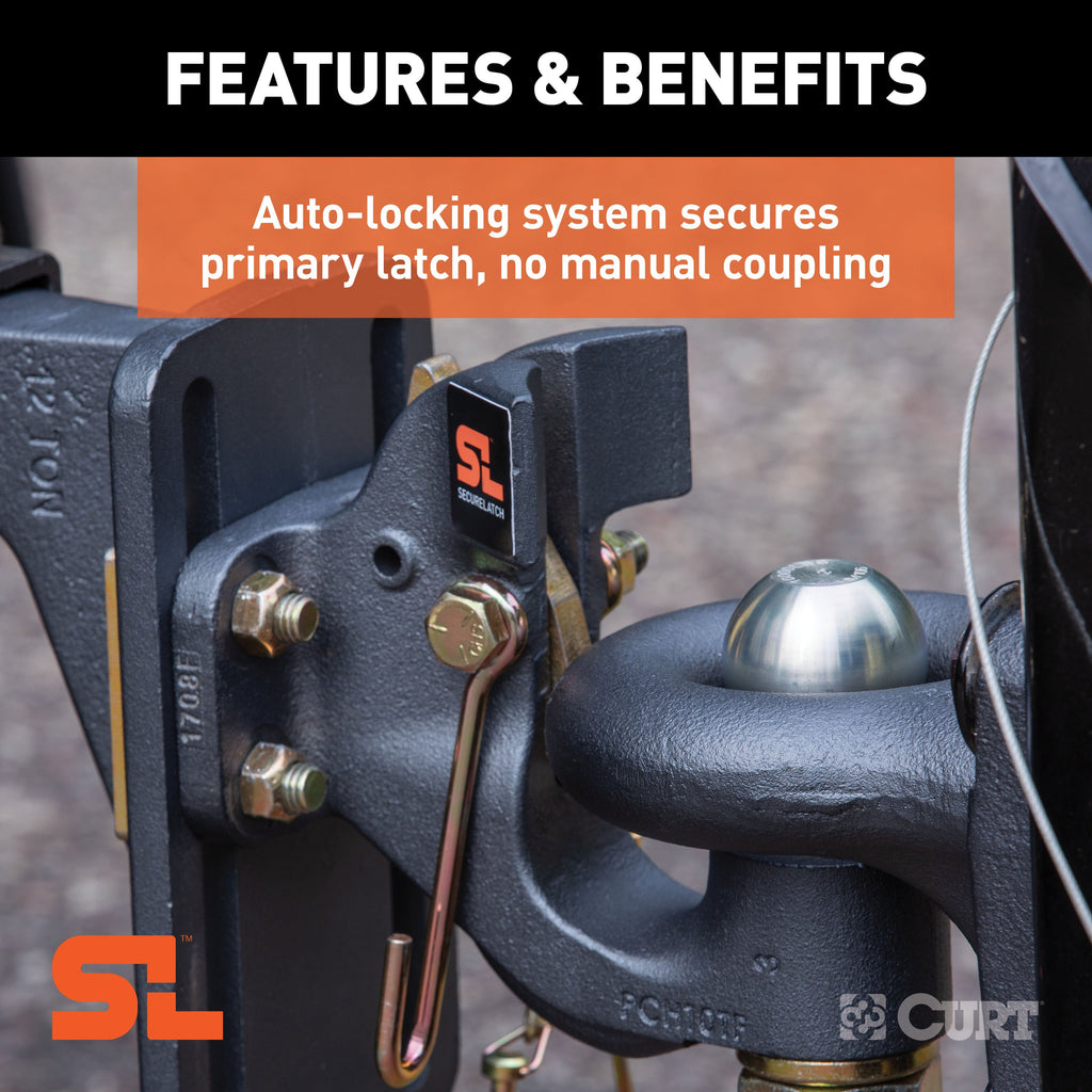 CURT 48411 SecureLatch Ball & Pintle Hitch (2" Ball, 20,000 lbs.)