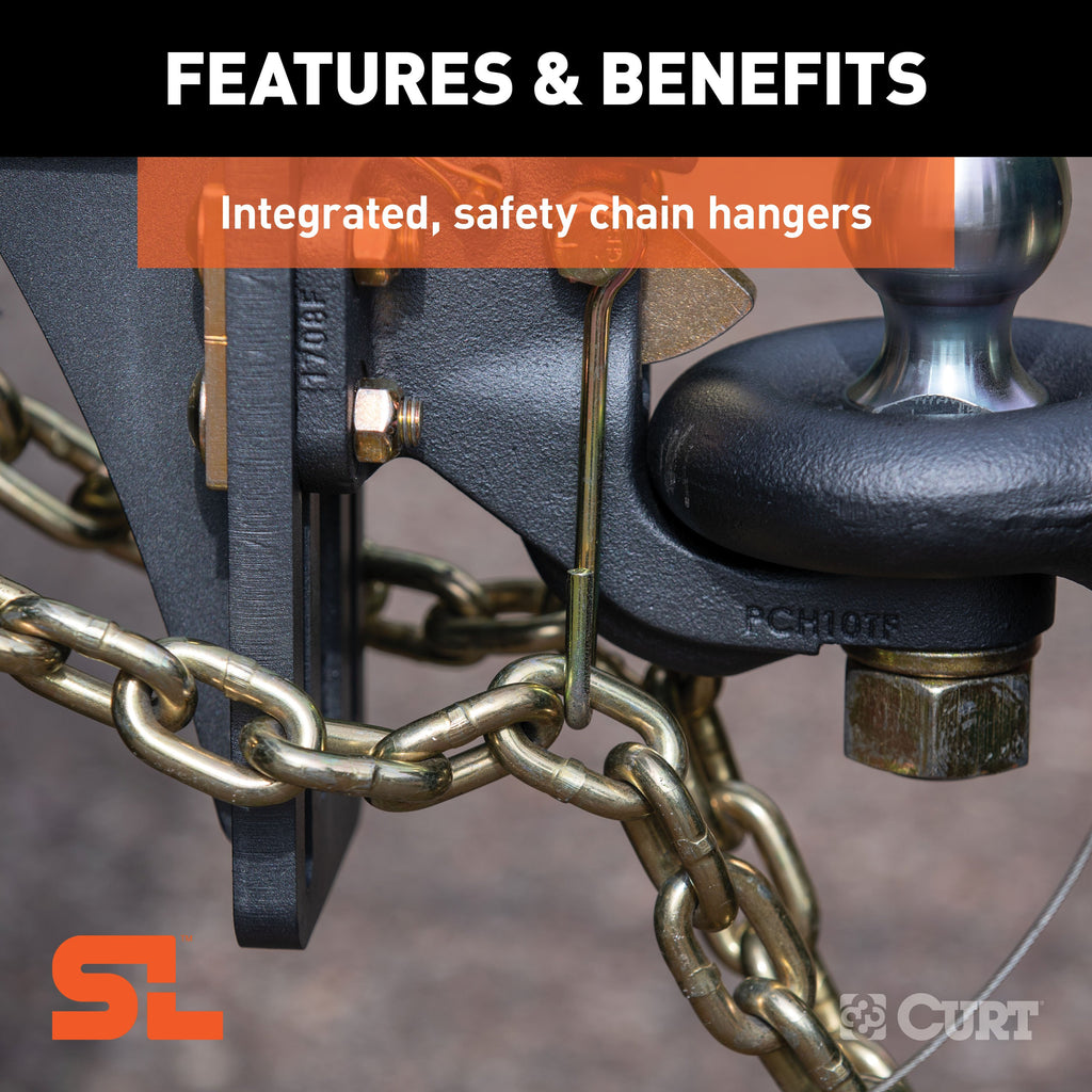 CURT 48411 SecureLatch Ball & Pintle Hitch (2" Ball, 20,000 lbs.)