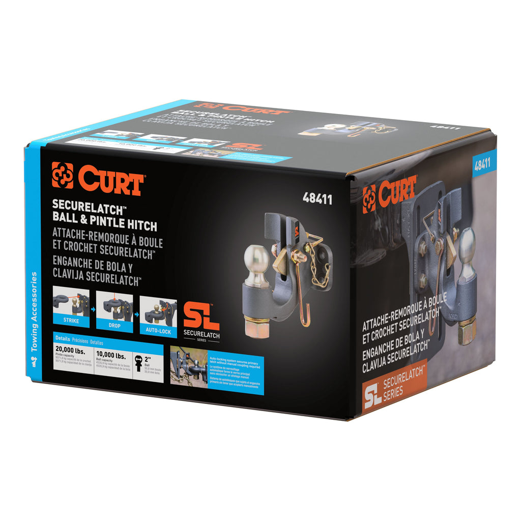 CURT 48411 SecureLatch Ball & Pintle Hitch (2" Ball, 20,000 lbs.)