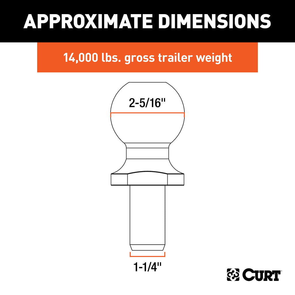 CURT 48430 Replacement SecureLatch 2-5/16" Pintle Ball (14,000 lbs, 1-1/4" Shank)