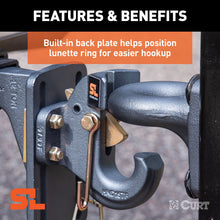 Load image into Gallery viewer, CURT 48505 SecureLatch Pintle Hook (30,000 lbs, 2-1/2" or 3" Lunette)