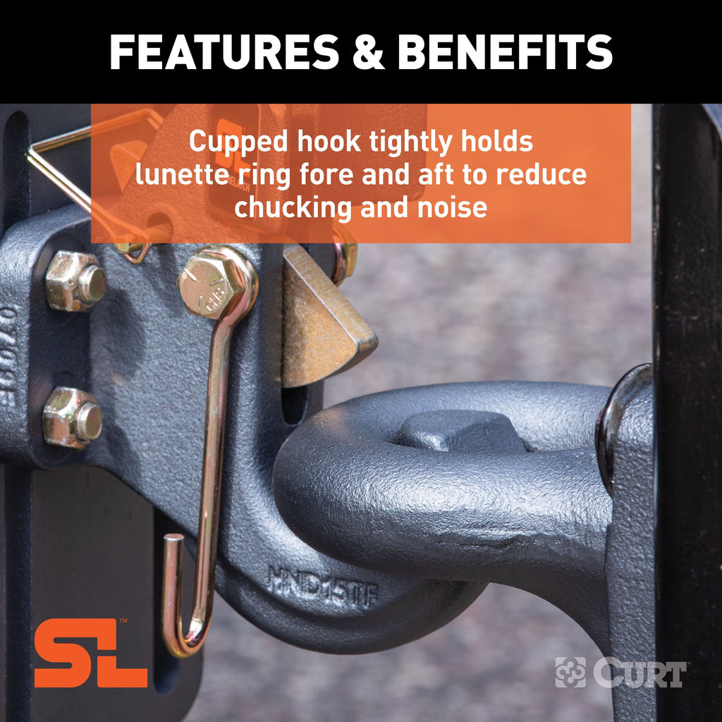 CURT 48505 SecureLatch Pintle Hook (30,000 lbs, 2-1/2" or 3" Lunette)