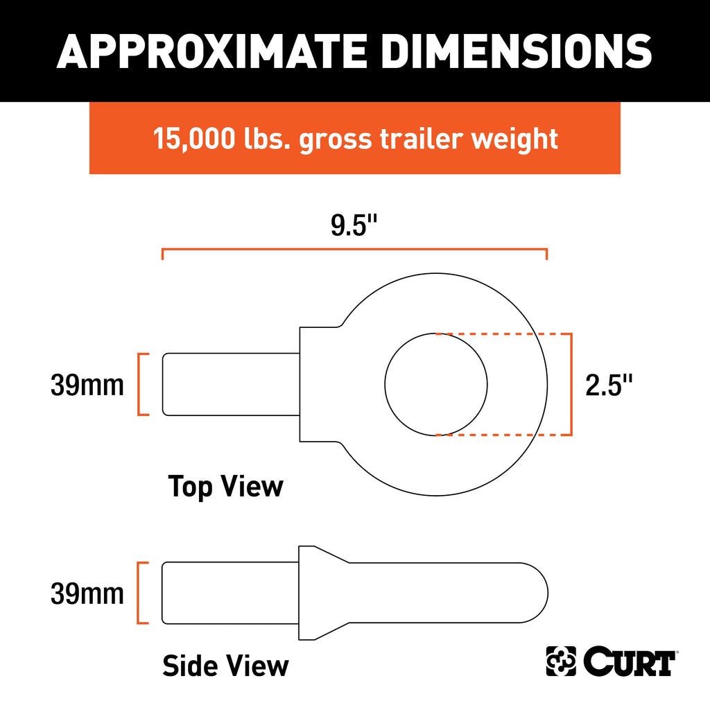 CURT 48520 Lunette Ring (20,000 lbs., 2-1/2" I.D.)