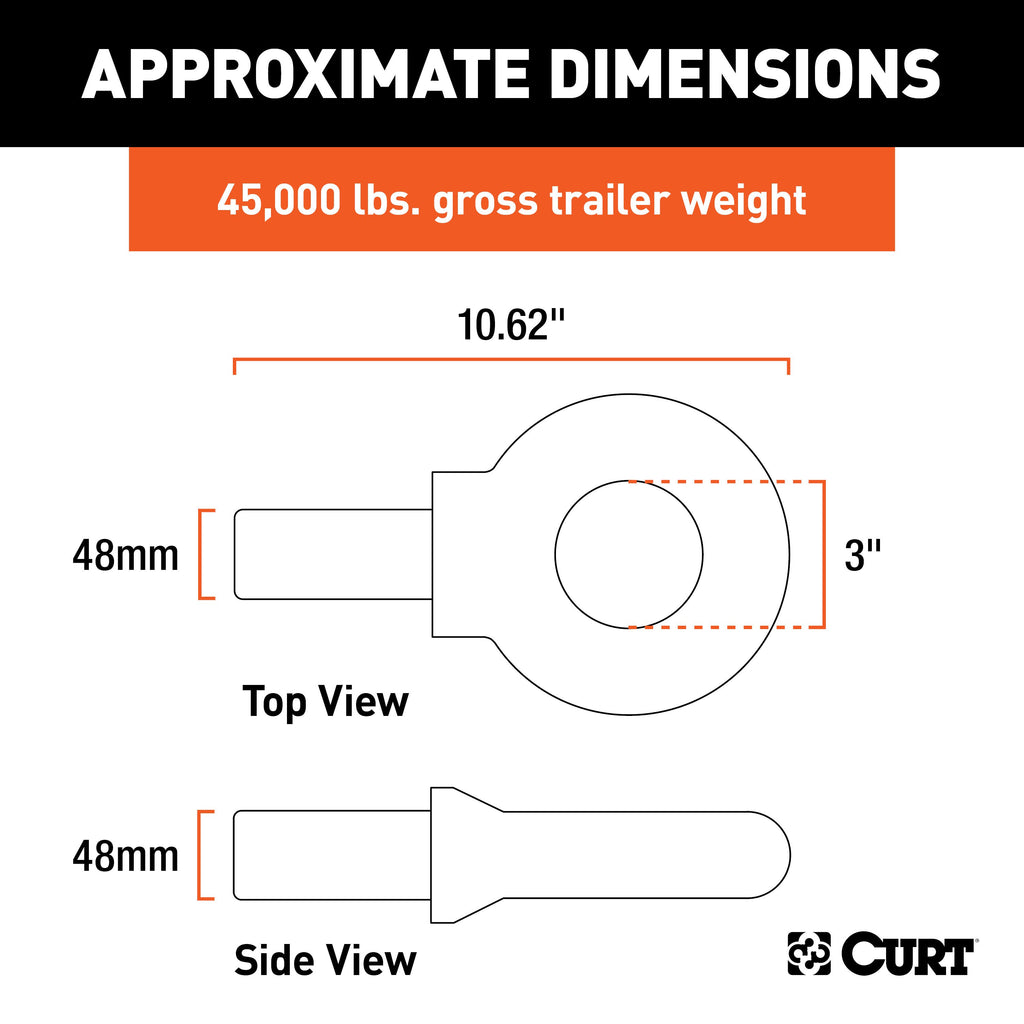 CURT 48530 Lunette Ring (45,000 lbs. 3" I.D.)