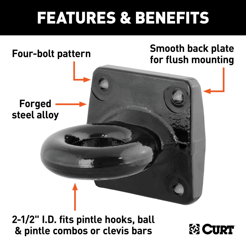 CURT 48550 Flush-Mount Lunette Ring (35,000 lbs., 2-1/2" I.D.)