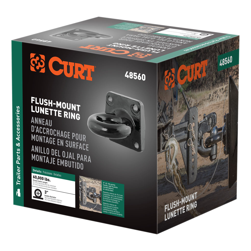 CURT 48560 Flush-Mount Lunette Ring (60,000 lbs., 3" I.D.)