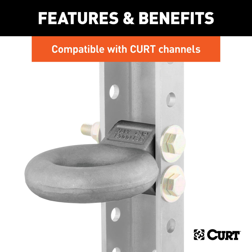 CURT 48600 Channel-Style Lunette Ring (12,000 lbs., 3" I.D., Raw)