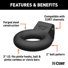 Load image into Gallery viewer, CURT 48601 Channel-Style Lunette Ring (12,000 lbs., 3" I.D., Black)