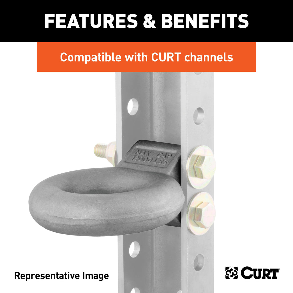 CURT 48601 Channel-Style Lunette Ring (12,000 lbs., 3" I.D., Black)