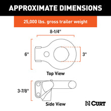 Load image into Gallery viewer, CURT 48625 SecureLatch Channel-Style Lunette Ring (25,000 lbs, 3" ID)