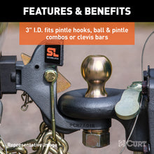 Load image into Gallery viewer, CURT 48625 SecureLatch Channel-Style Lunette Ring (25,000 lbs, 3" ID)