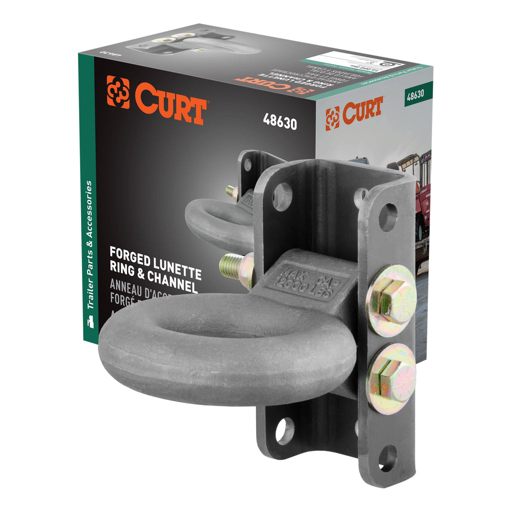 CURT 48630 Adjustable Lunette Ring (12,000 lbs., 3" Eye, 7-1/2" Channel Height, Packaged)