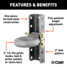 Load image into Gallery viewer, CURT 48640 Adjustable Lunette Ring (12,000 lbs., 3" Eye, 11-3/4" Channel Height)