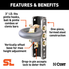 Load image into Gallery viewer, CURT 48641 SecureLatch Lunette Ring &amp; Channel (40,000 lbs, 3" ID, 11-3/4" Channel Height)