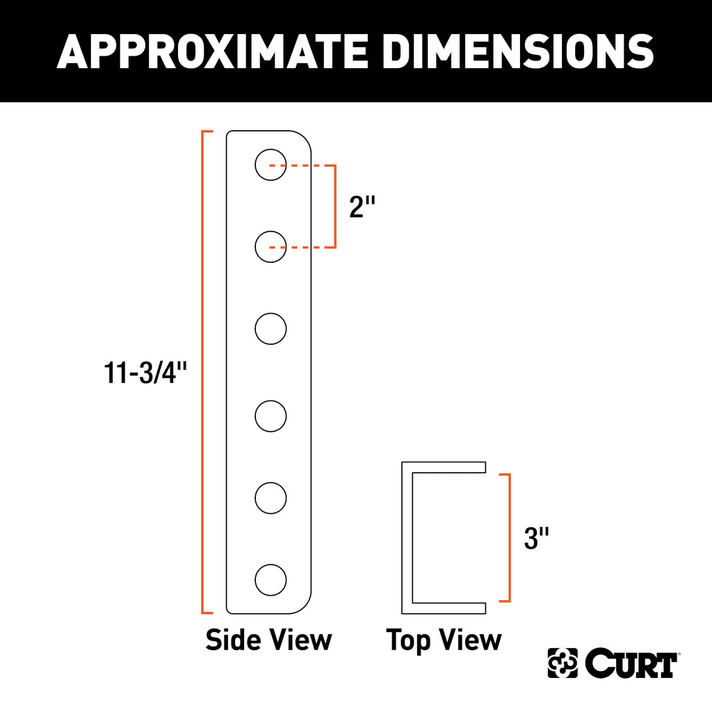 CURT 48650 Adjustable Coupler Channel (3" I.D., 11-3/4" High)