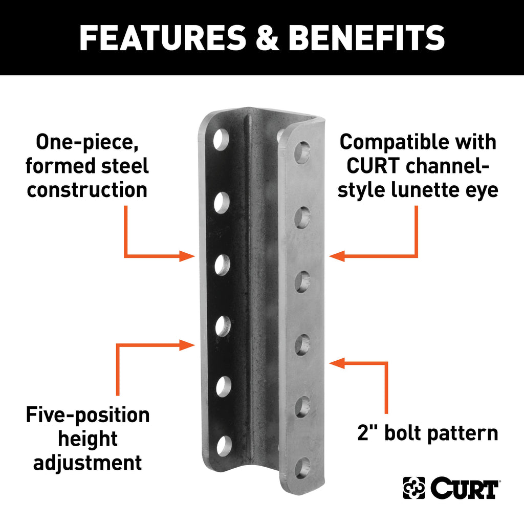 CURT 48650 Adjustable Coupler Channel (3" I.D., 11-3/4" High)