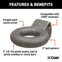 Load image into Gallery viewer, CURT 48660 Channel-Style Lunette Ring (24,000 lbs., 3" I.D., Raw)