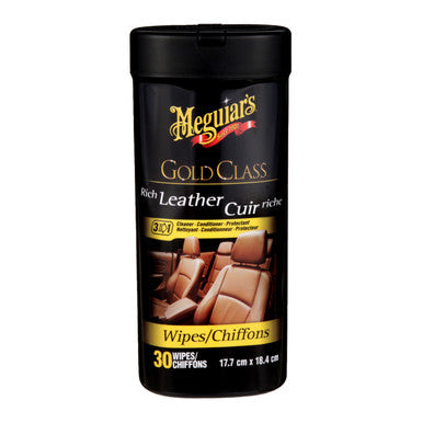 Meguiars G10900C Gold Class RichLeather Cleaner & Conditioner Wipes - 18cm X 20cm - 30 Pack
