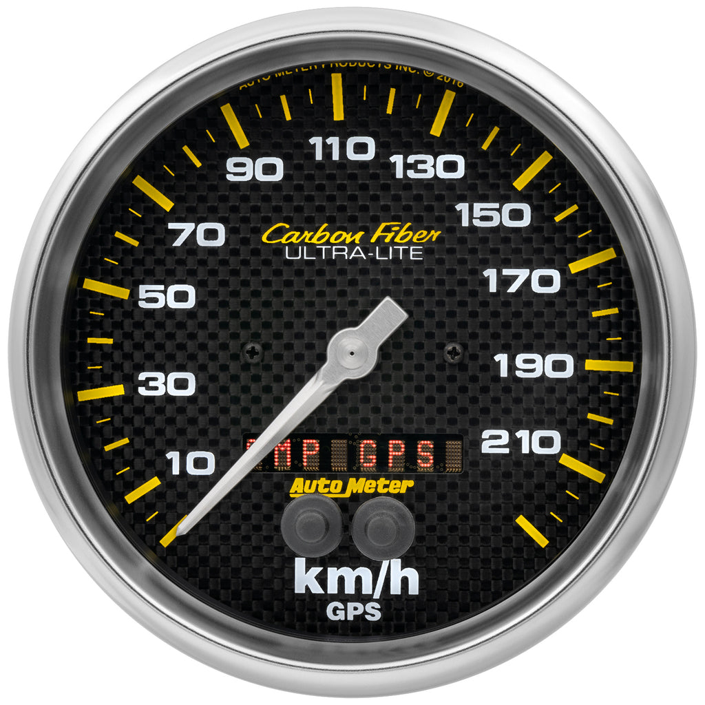 AutoMeter 4881-M GAUGE, SPEEDOMETER, 5", 225KM/H, GPS, CARBON FIBER
